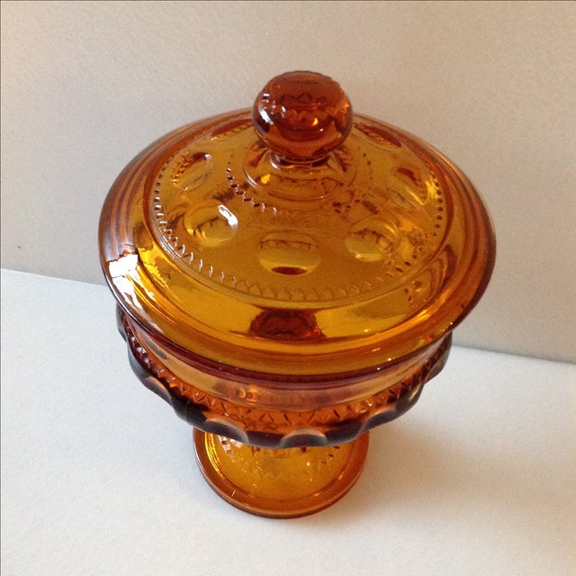Vintage Amber Glass Pedestal Candy Dish Chairish