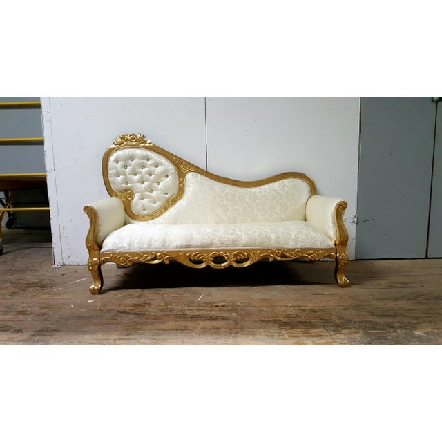 Vintage Gold & Ivory Tufted Chaise Lounge Sofa Chairish