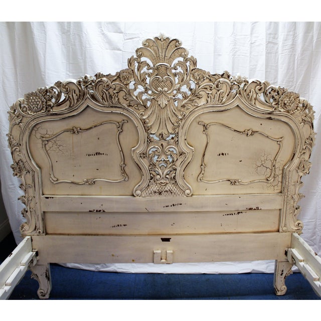 French Country Carved Queen Size Bed Frame Chairish