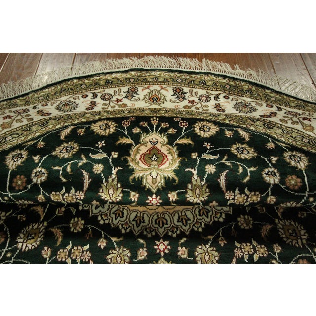 Round Persian Pure Silk Kashan Green Rug 6' x 6' Chairish