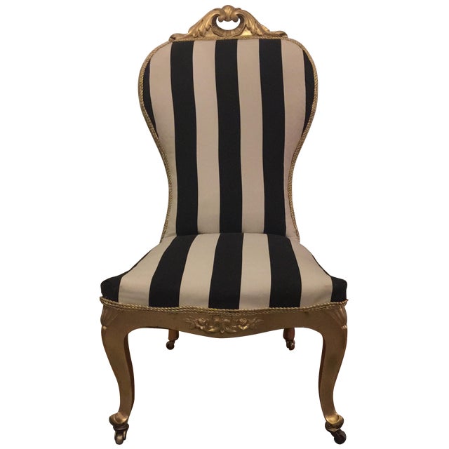 Antique Striped Slipper Chair | Chairish