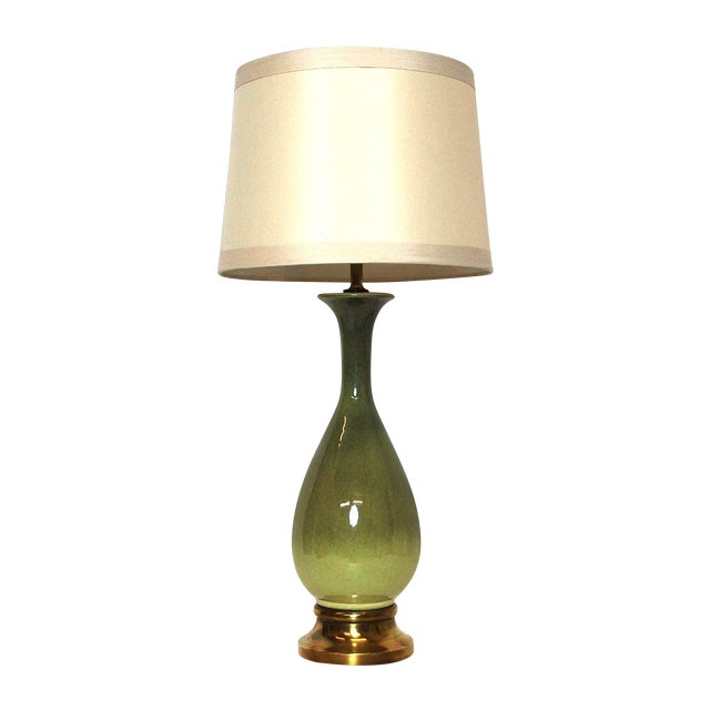 MidCentury Modern Green Ombre Ceramic Lamp Chairish