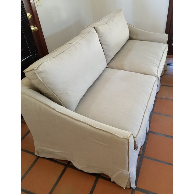 Linen Sofa With Down Wrap Cushions Chairish