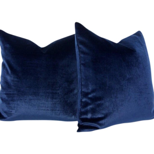 Decorative Midnight Blue Velvet Pillows - Pair Chairish
