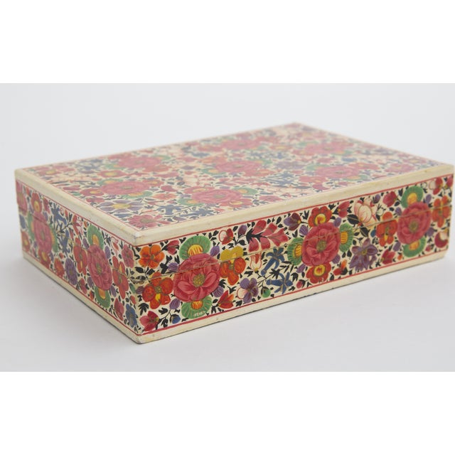 Vintage Kashmir Lacquer Paper Maché Box with Lid Chairish
