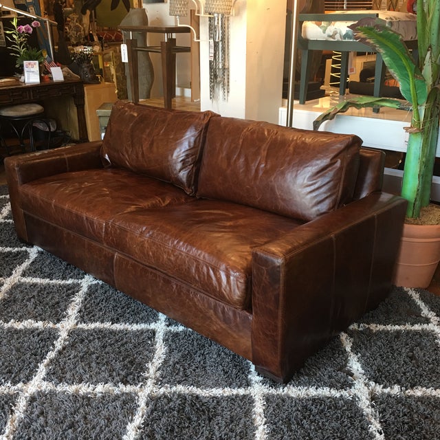 Restoration Hardware Petite Maxwell Leather Sofa | Chairish