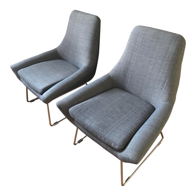 Knoll Style Gray Lounge Chairs A Pair Chairish