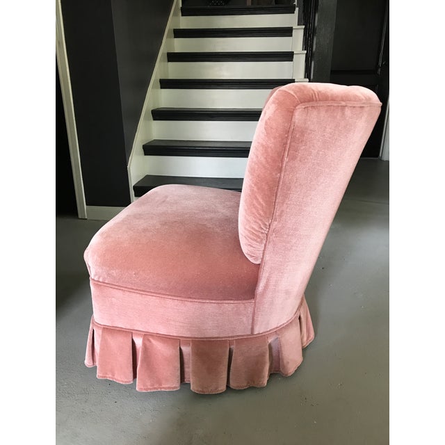Vintage Channel Back Pink Velvet Vanity Chair | Chairish