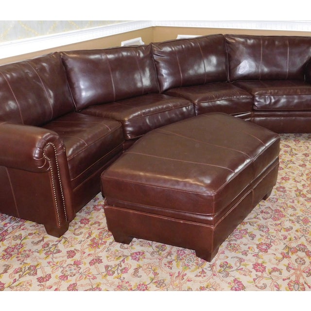 3Piece Bernhardt Brown Leather Sectional Sofa & Ottoman Chairish