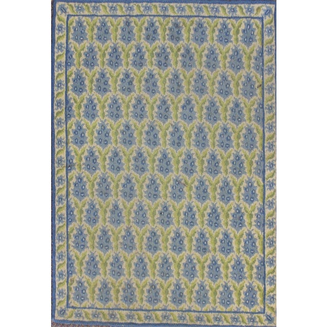 Stark Green & Blue Pinecone Needlepoint Rug -- 2'2" x 3'1 ...