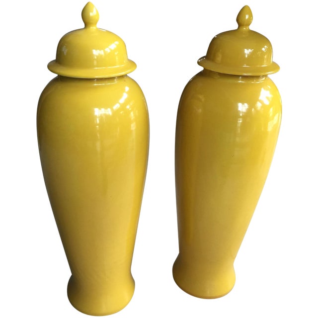 Mustard Yellow Lidded Jars A Pair Chairish