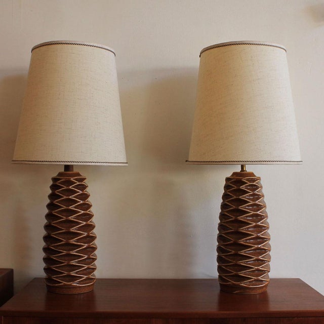 MCM Ceramic Table Lamps Pair Chairish