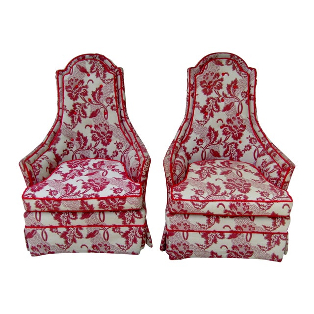 Vintage Fairfield High Back Arm Chairs Pair Chairish