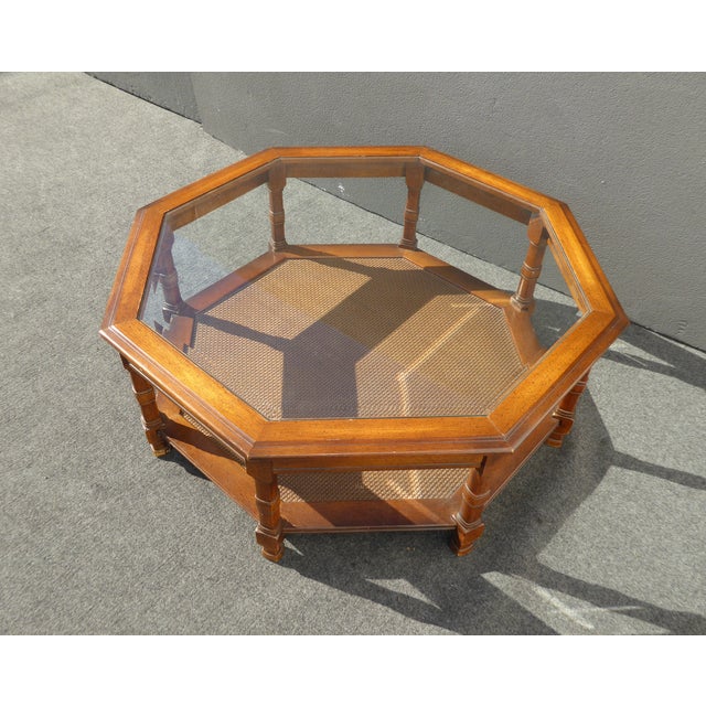 Mid Century Octagon Beveled Glass Top Coffee Table Chairish