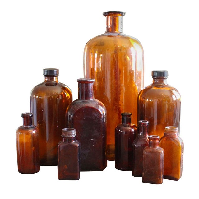 Collection of Brown Glass Medicine Bottles Chairish