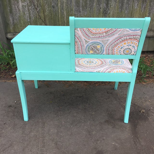 Upcycled Aqua Telephone Bench Table Chairish
