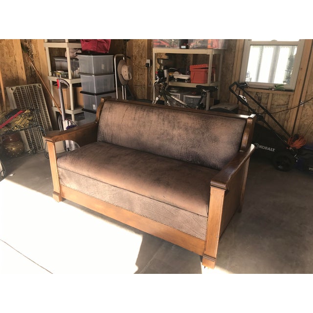 Antique Arts & Crafts Mission Style Quartersawn Davenport Sleeper Oak