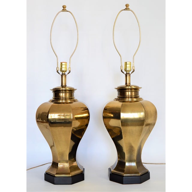 Large Vintage Brass Mid Century Modern Table Lamps by ...