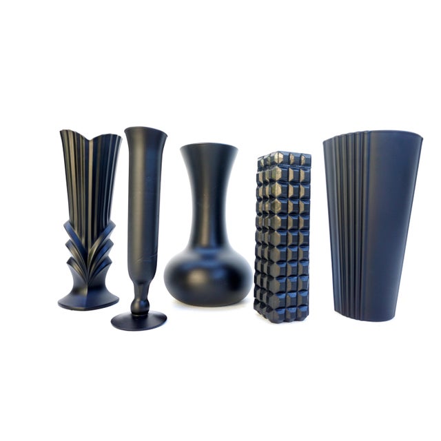 Vintage Assorted Matte Black Vases Set of 6 Chairish