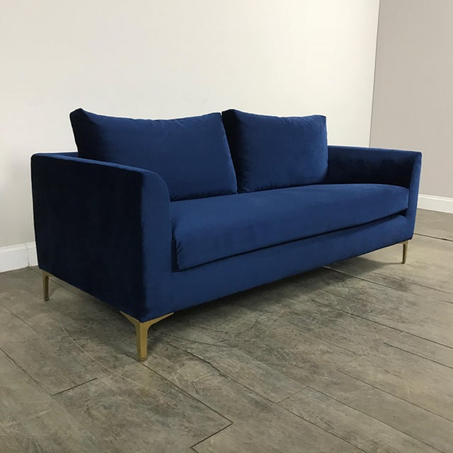 Modern Royal Velvet Navy Blue Sofa Chairish