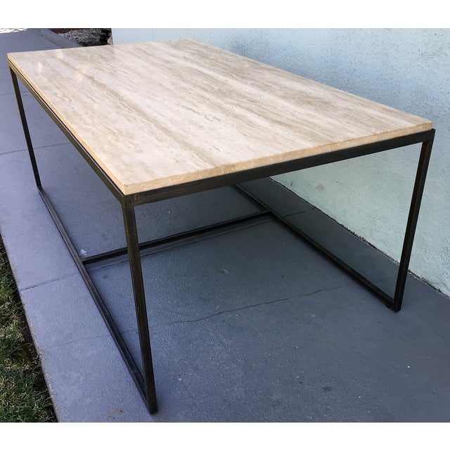 Vintage Ethan Allen Iron & Travertine Coffee Table Chairish