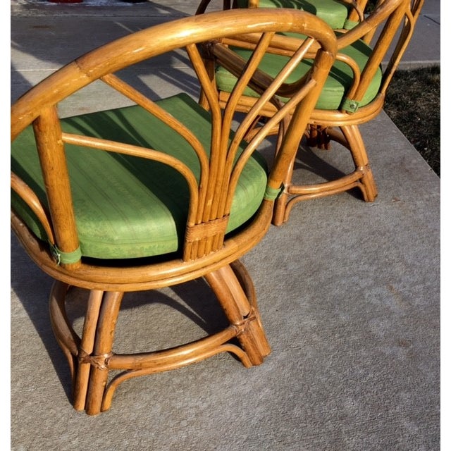 Mid-Modern Bamboo Rattan Swivel Club Chairs - 4 | Chairish