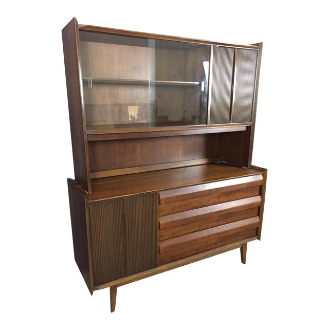 Lane Mid-Century Walnut China Cabinet | Chairish