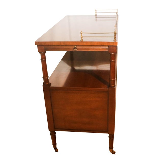 Kittinger Mahogany Rolling Buffet bar Server Cart with Brass Gallery