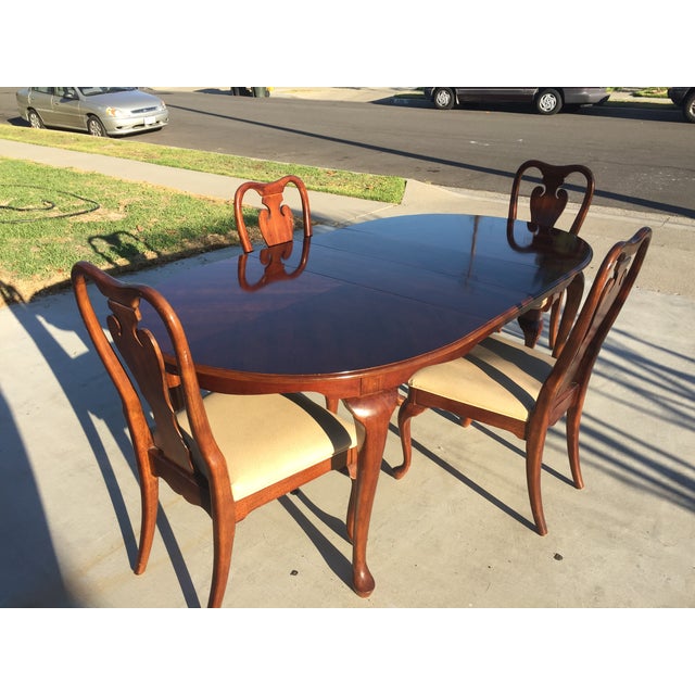 Queen Anne Cherry Wood Dining Set Table & Chairs Chairish
