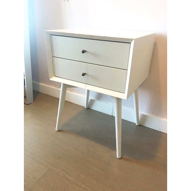 West Elm MidCentury White Lacquer Nightstand Chairish