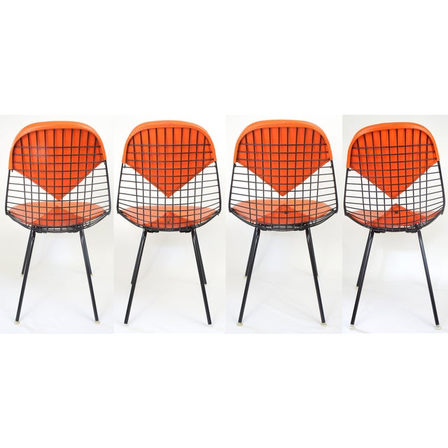 Eames Orange Wire Bikini Dining Chairs Set of 4 Chairish