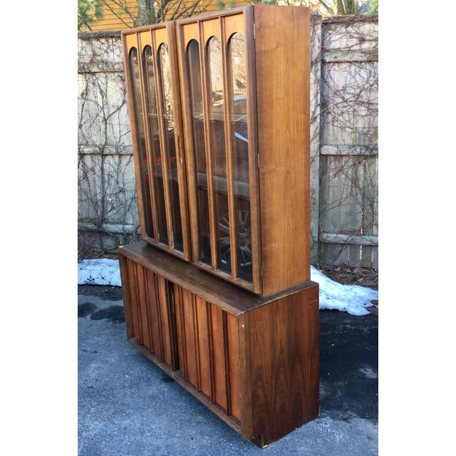 Keller MidCentury Walnut & Glass Colonnade Hutch Chairish