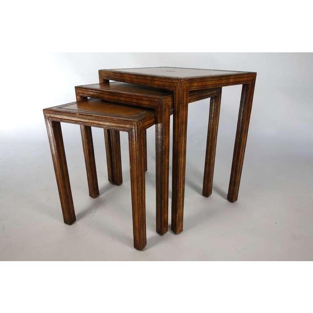 Maitland Smith Leather Nesting Tables Set of 3 Chairish