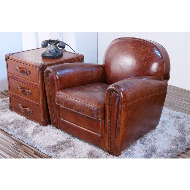 Pasargad Genuine Leather Paris Club Chair Chairish