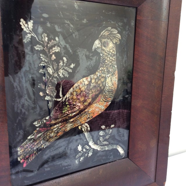 American Folk Art Exotic Bird Tinsel Painting Chairish