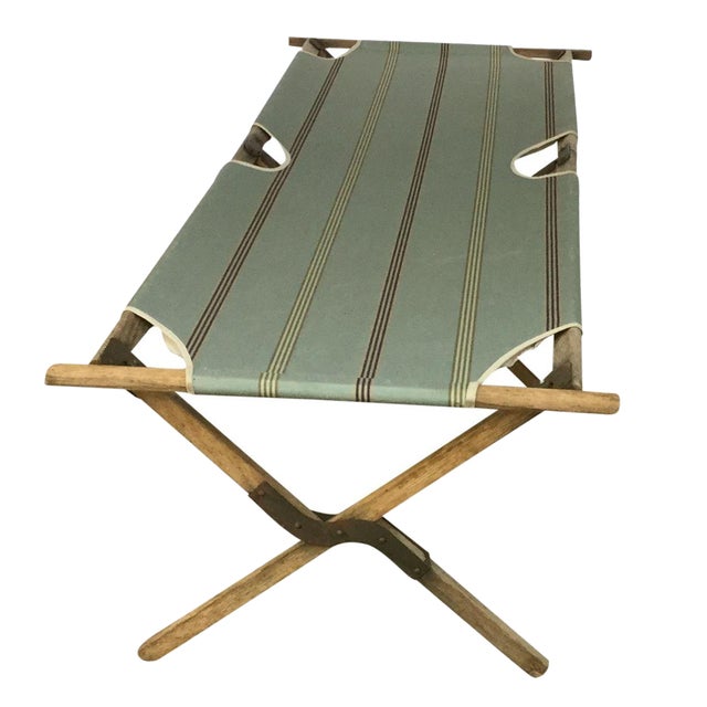 WWII Foldable Army Cot in Sunbrella Fabric | Chairish