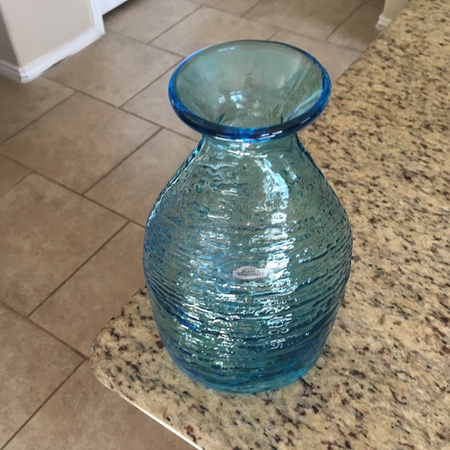 Vintage Blenko Blue Ice Glass Vase Chairish