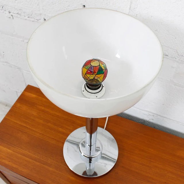 Chrome & White Glass BowlShaped Shade Table Lamp Chairish