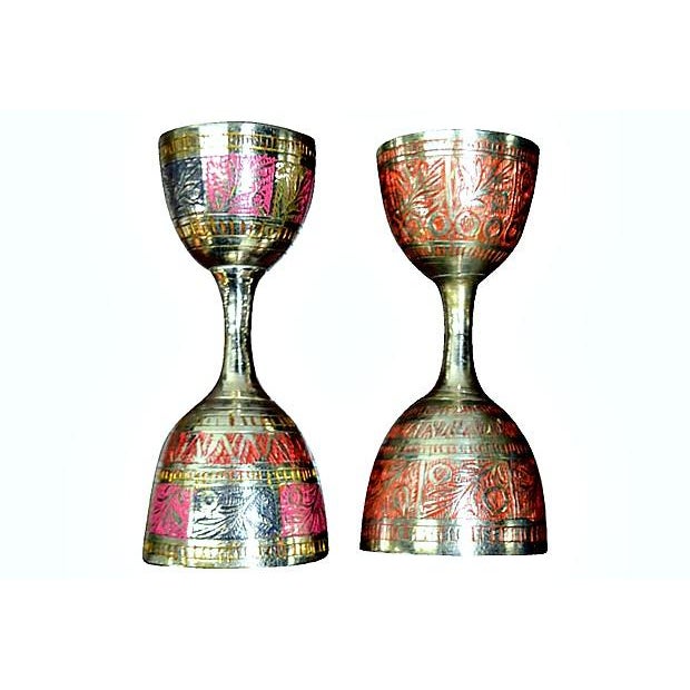 Double Jigger Shot Glass Brass Pair Chairish