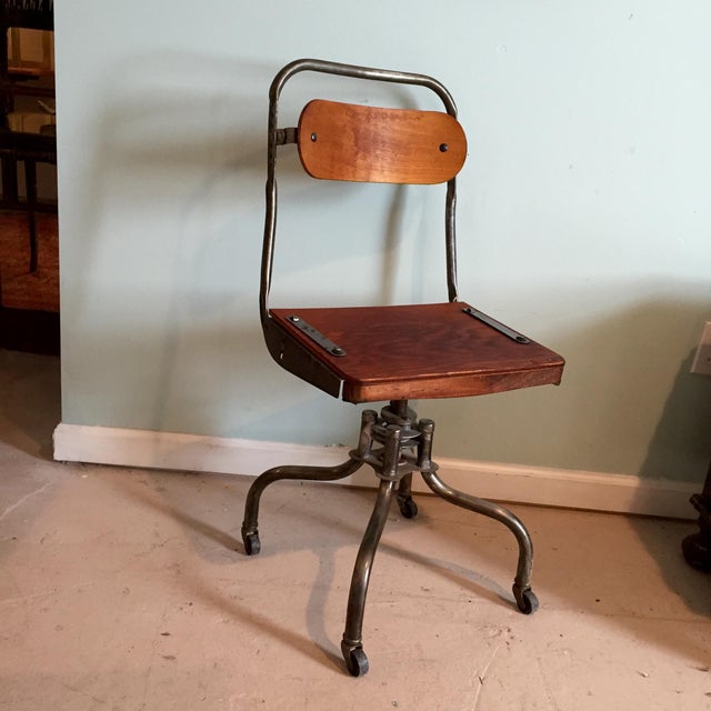 Industrial Wood & Metal Drafting Chair Chairish
