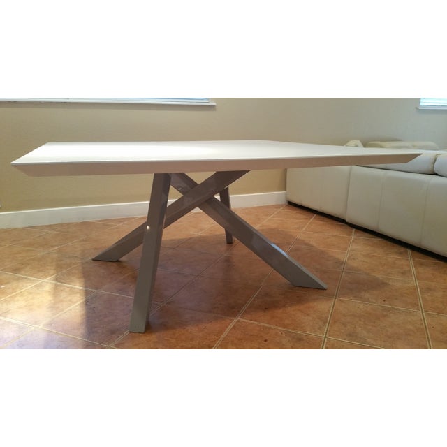 Contemporary White Lacquered Dining Table Chairish