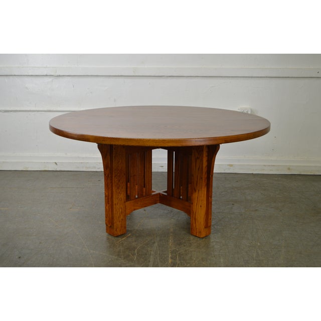 Mission Oak Style Solid Oak 60" Round Dining Table Chairish