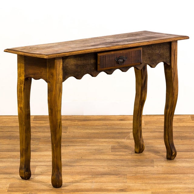Antique Reclaimed Solid Wood Console Table With Scalloped Apron Chairish