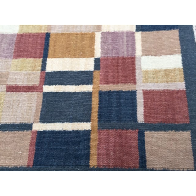 Geometric Indian Dhurrie Wool Rug 4' x 6' Chairish