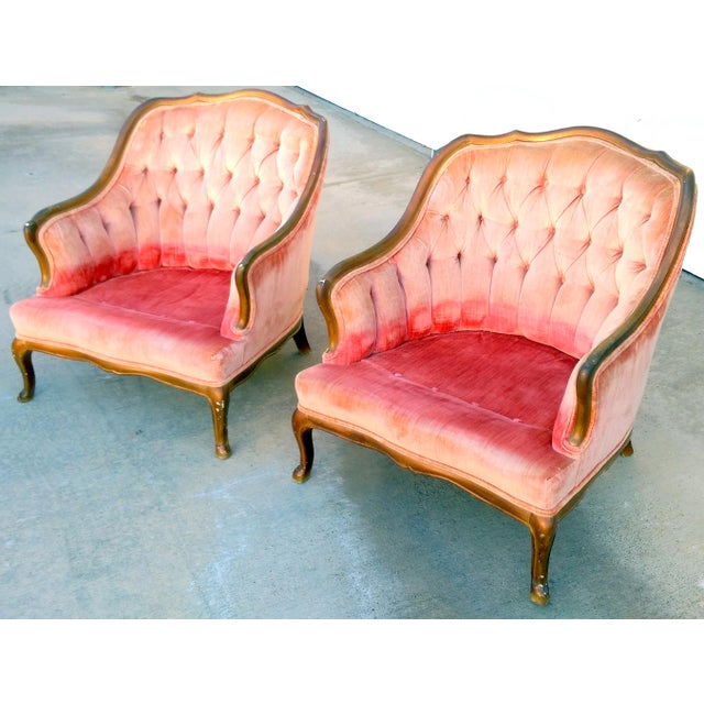 Vintage Pink Quartz Tufted Lounge Chairs A Pair Chairish