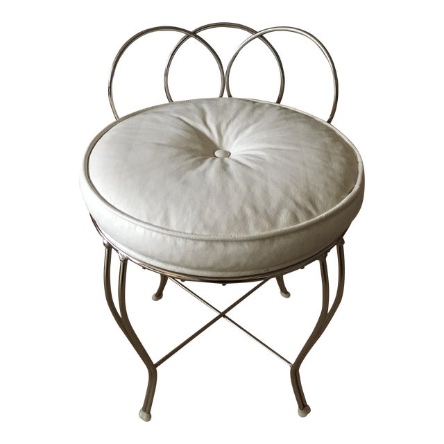 Hollywood Regency Style Chrome Vanity Stool by Koch Sons Inc