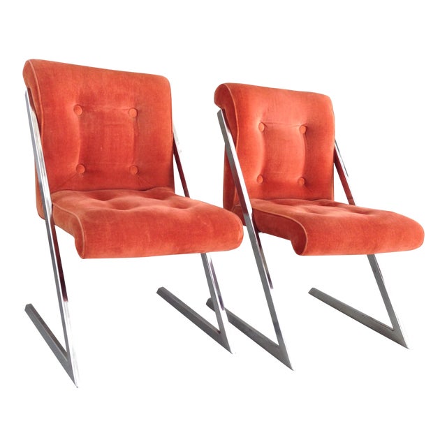 Milo Baughman Z Shaped Dining Chairs Pair Chairish