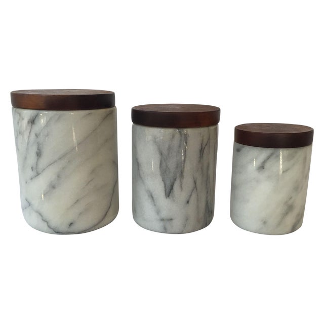  Marble  Kitchen  Canisters Set  of 3 Chairish