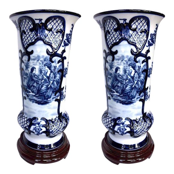Blue & White Bombay Co. Vases A Pair Chairish