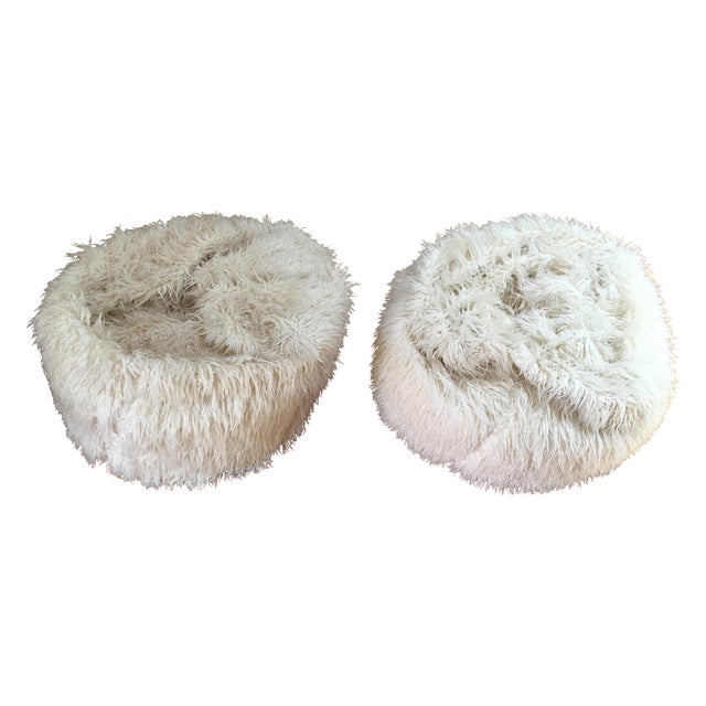 Pottery Barn Faux Fur Poufs A Pair Chairish